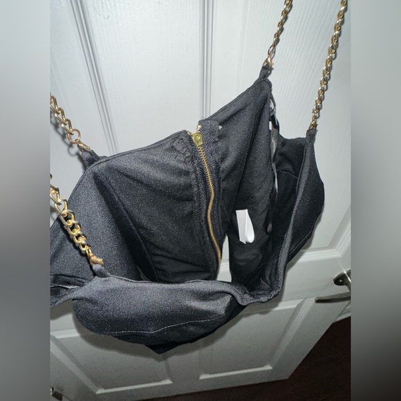 Party crop top with gold chains! satin and sexy! NWOT - Picture 6 of 7